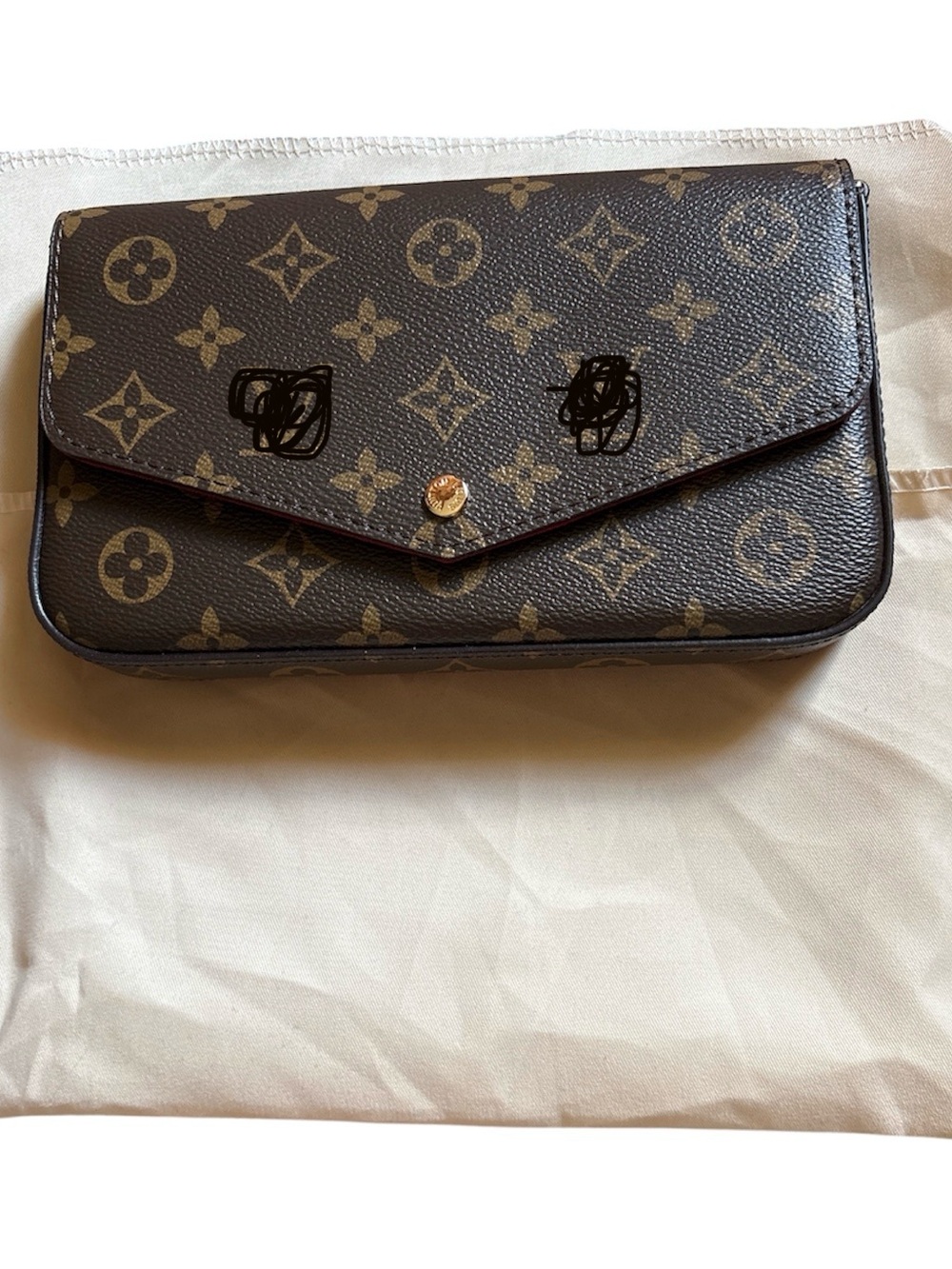 Fashion Monogram Envelope Wallet Clutch on Chain